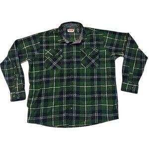 Wrangler Shirt Jacket Mens XL Green Plaid Fleece Shacket Pockets